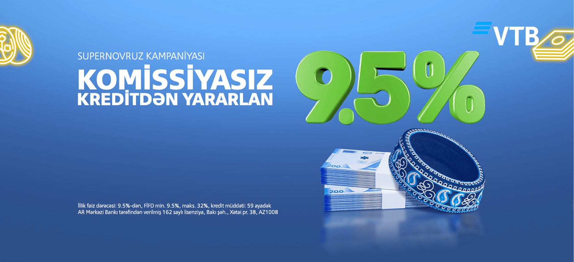 Novruz sərfəli imkanlar gətirir: VTB (Azərbaycan)-da kreditlər 9,5%-dən və komissiyasız! - Şəkil 1