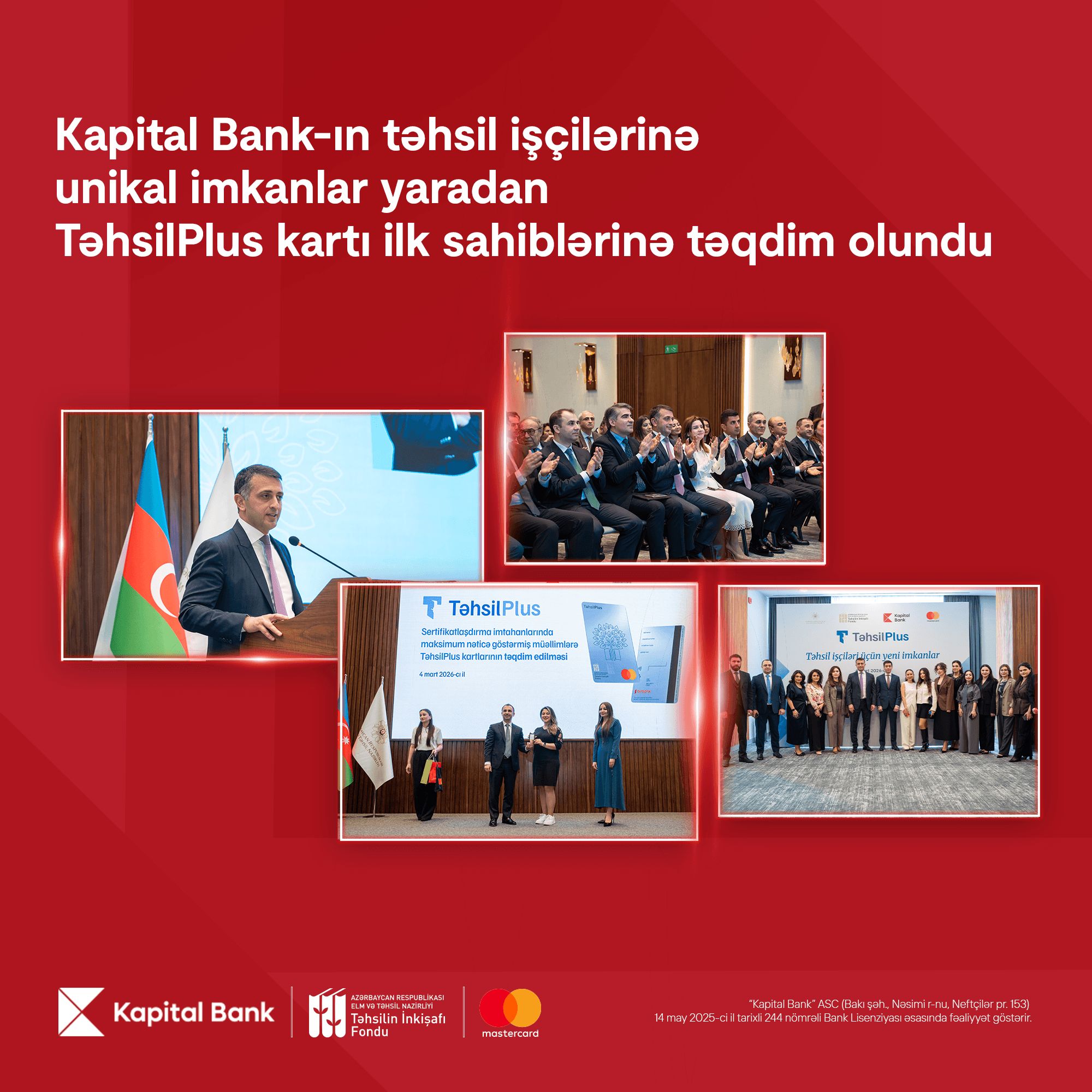 Kapital Bank-ın təhsil işçilərinə unikal imkanlar yaradan TəhsilPlus kartı ilk sahiblərinə təqdim olundu - Şəkil 1
