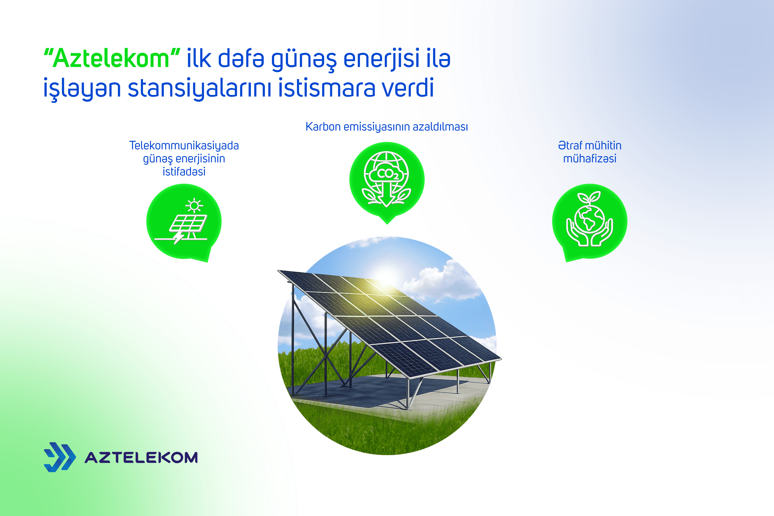 Aztelekom Günəş Enerjisi ilə İşləyən İlk Stansiyalarını İstismara Verdi