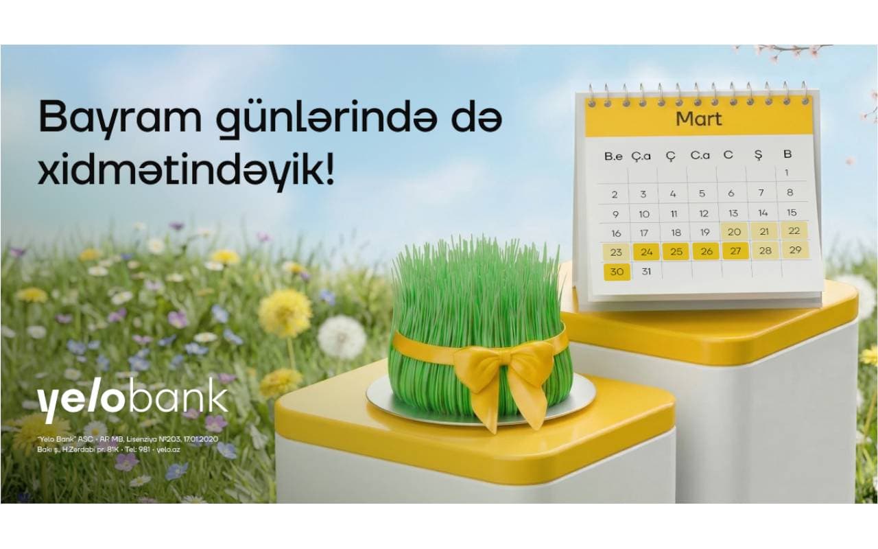 Yelo Bank bayram günlərində xidmətində olacaq