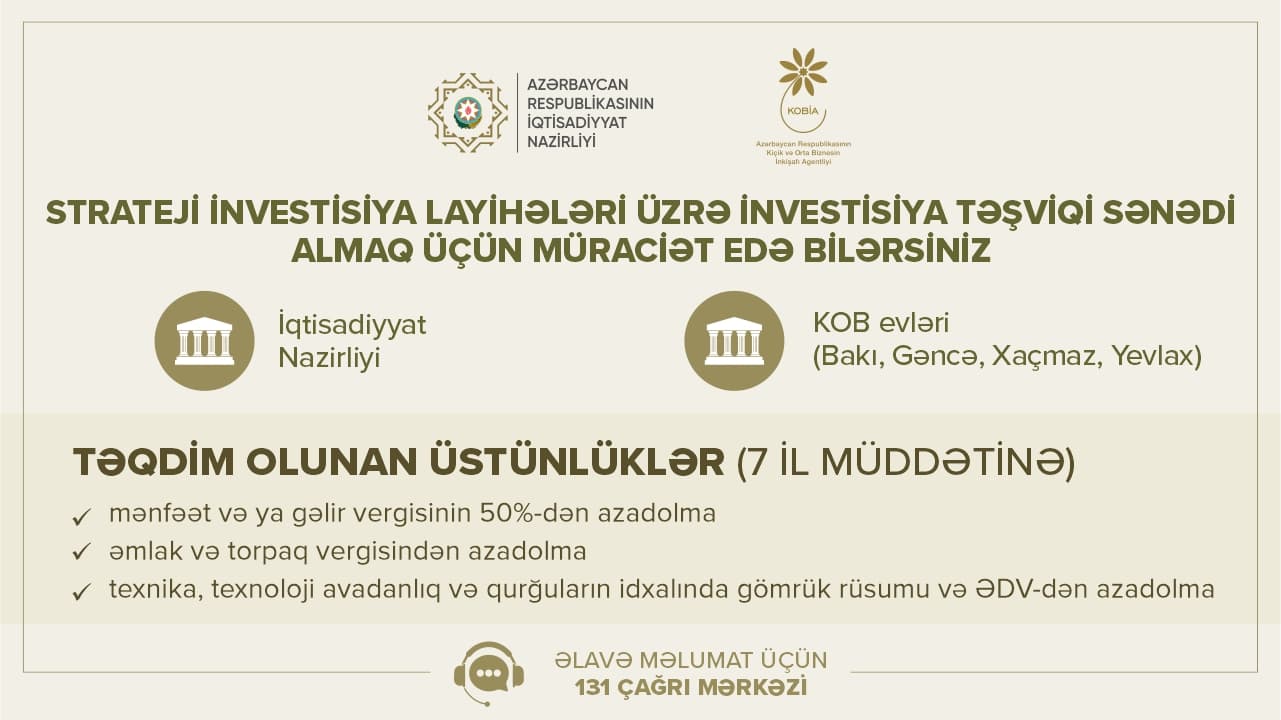 Azərbaycanda investisiya mühiti daha da yaxşılaşdırılır - Şəkil 1