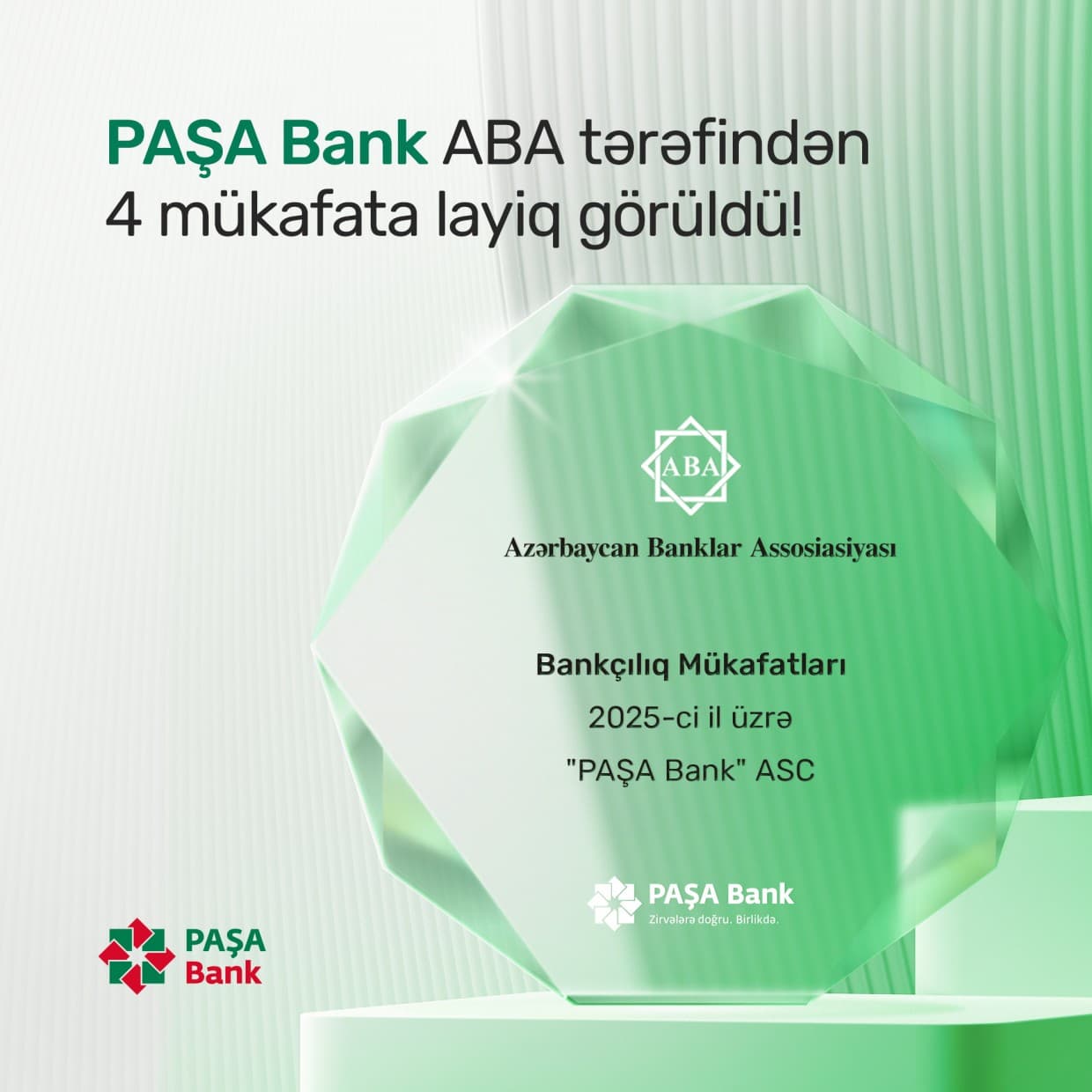 PAŞA Bank ABA tərəfindən dörd nüfuzlu mükafata layiq görülüb - Şəkil 1