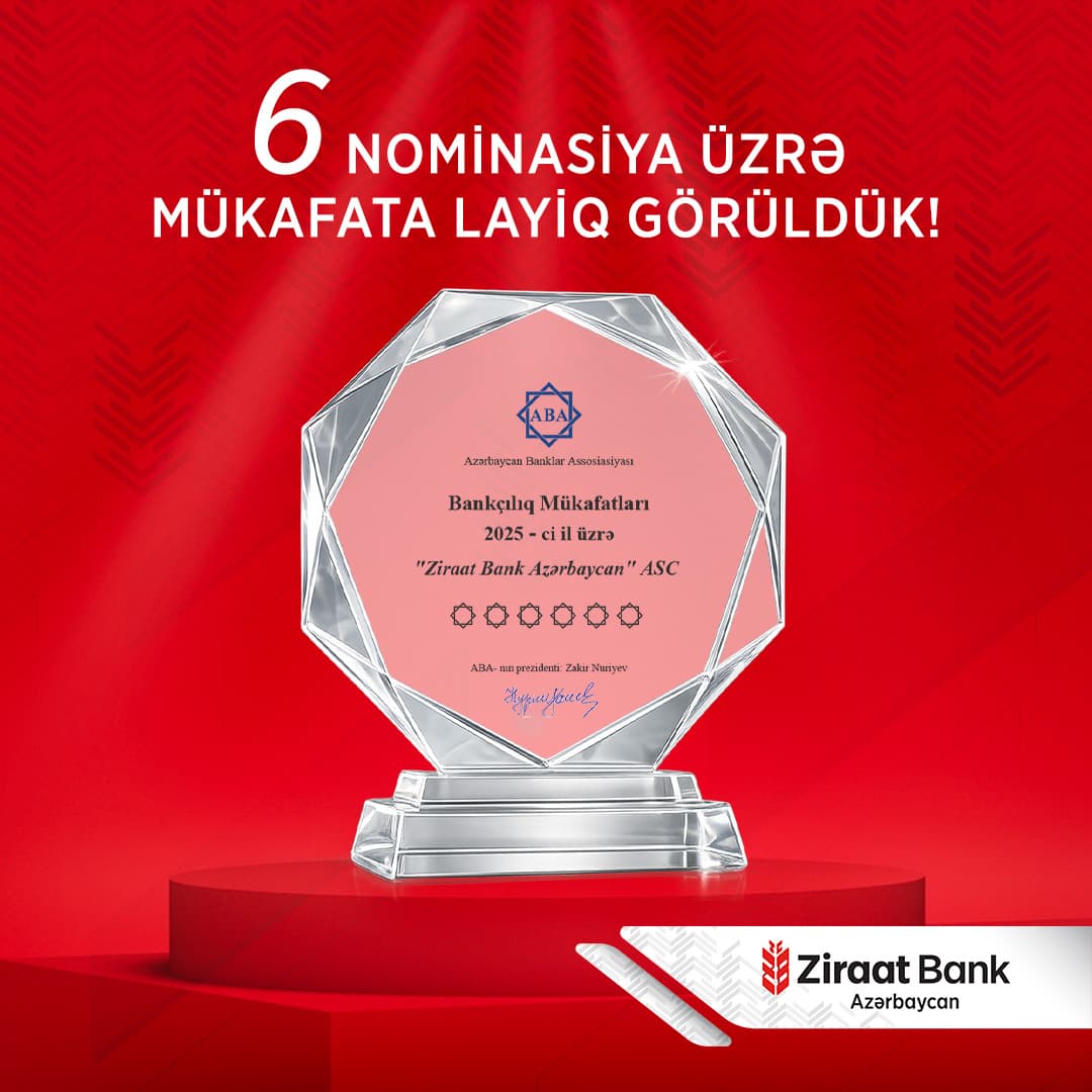 Ziraat Bank Azərbaycan ABA tərəfindən 6 nominasiya üzrə mükafatlandırılıb - Şəkil 1