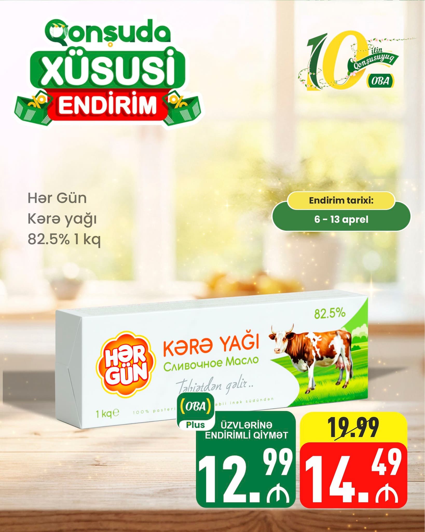 OBA marketdə təbii inək südü kərə yağı endirimdə - Şəkil 1