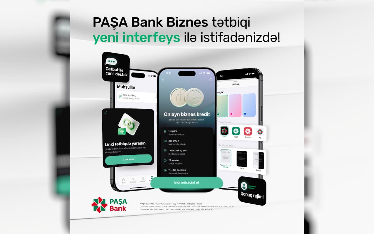 PAŞA Bank Biznes tətbiqi yeniləndi