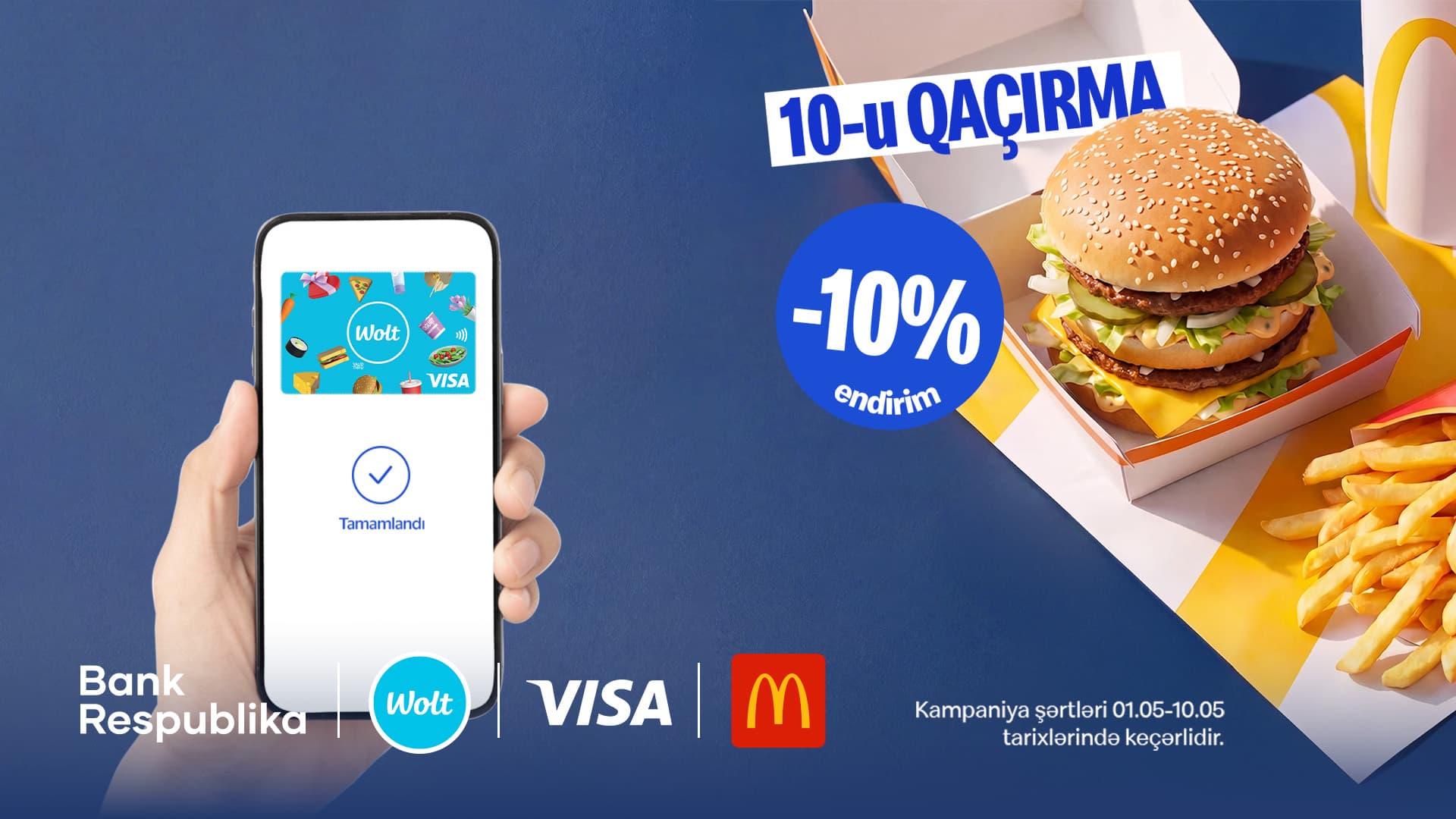 “10-u qaçırma”: Bank Respublika Visa Wolt kartı ilə McDonald’s-da endirim qazan!
