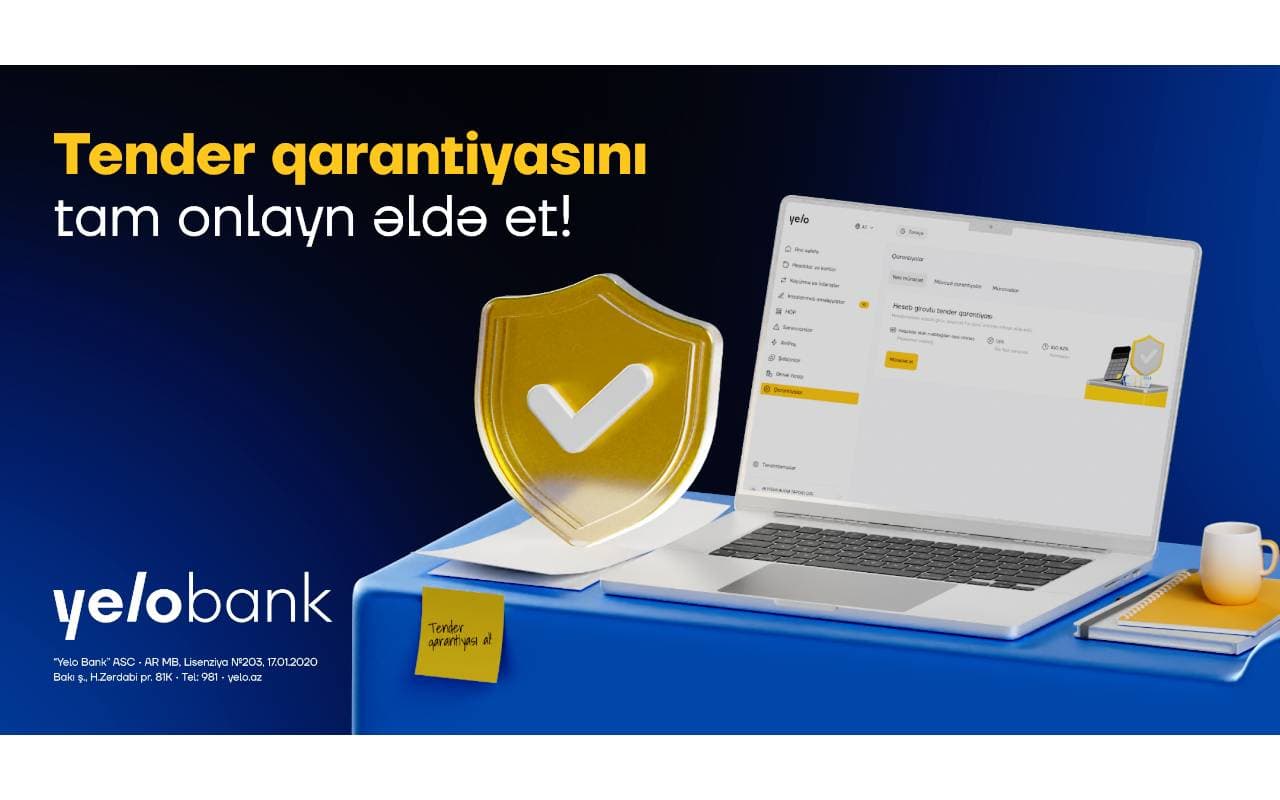 Tender qarantiyasını Yelo İnternet Bankçılıqda tam onlayn əldə et! Tender qarantiyasını Yelo İnternet Bankçılıqda tam onlayn əldə et!