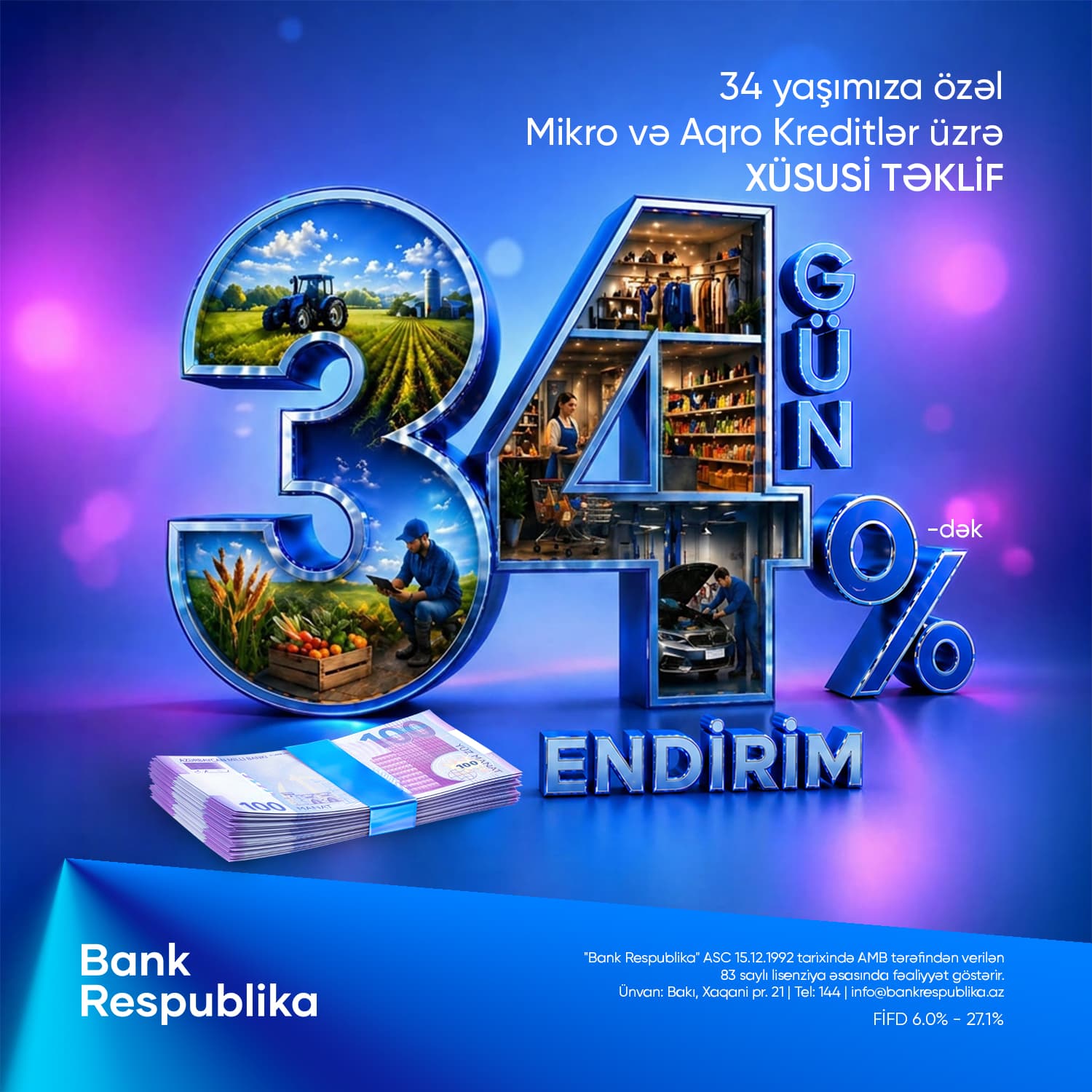 Bank Respublika sahibkarlara “34 GÜN - 34% ENDİRİM” kampaniyasına start verib - Şəkil 1