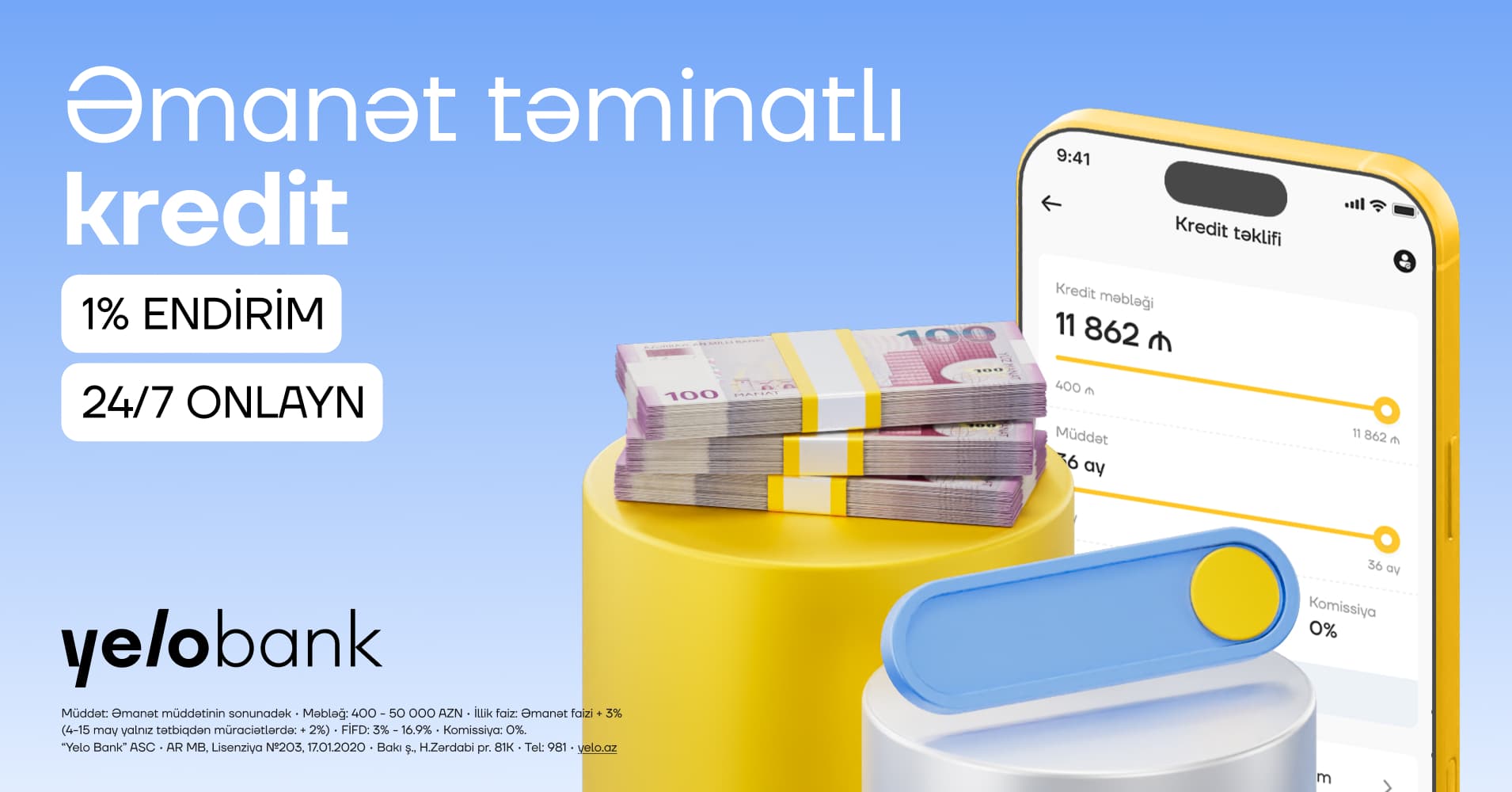 Yelo App-də əmanət girovlu kredit artıq onlayndır! Yelo App-də əmanət girovlu kredit artıq onlayndır! - Şəkil 1
