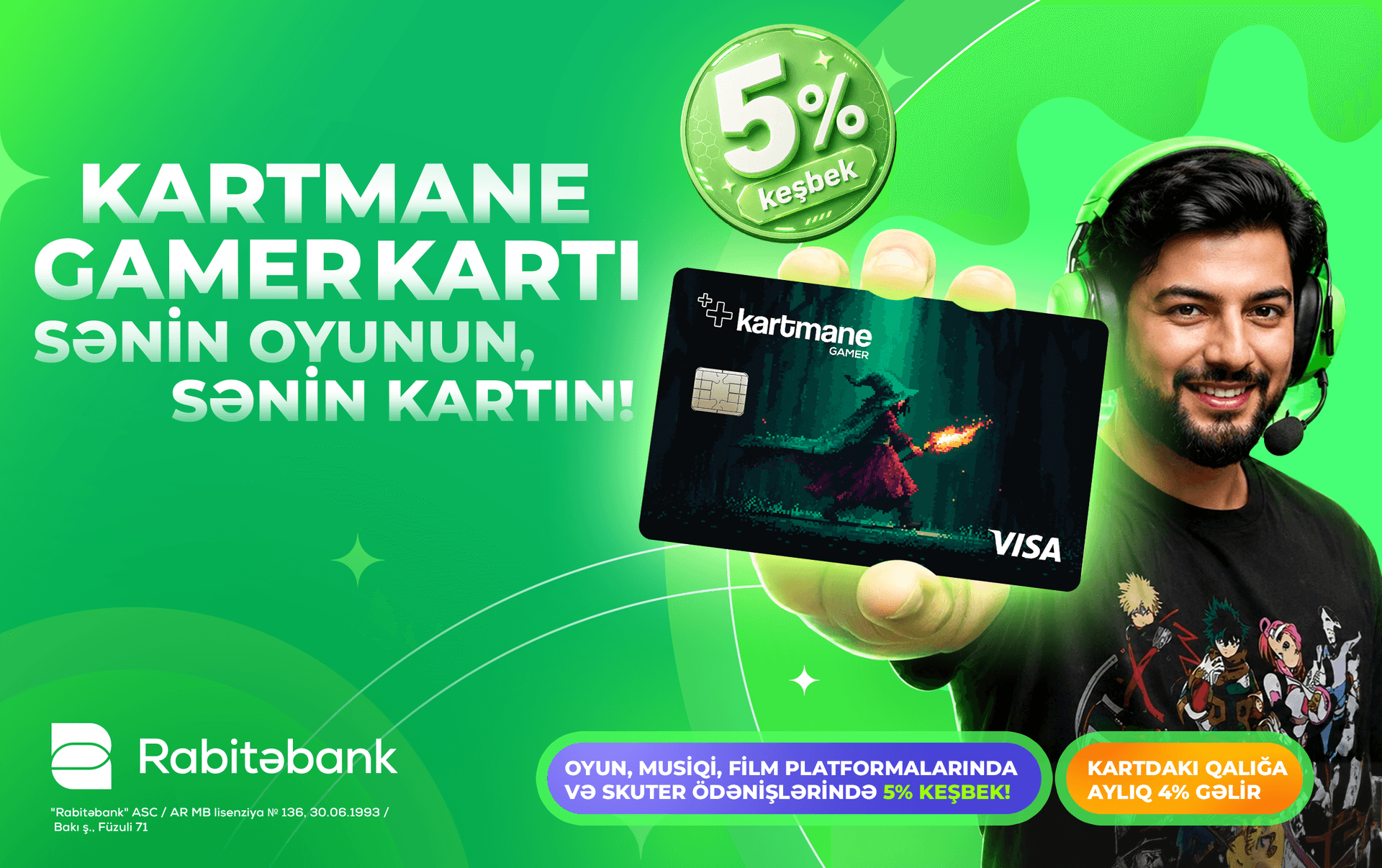 OYUN VƏ ƏYLƏNCƏ DÜNYASINA İŞIQ SAÇAN YENİLİK RABİTƏBANK “GAMER”LƏR ÜÇÜN YENİ KART MƏHSULUNU TƏQDİM ETDİ