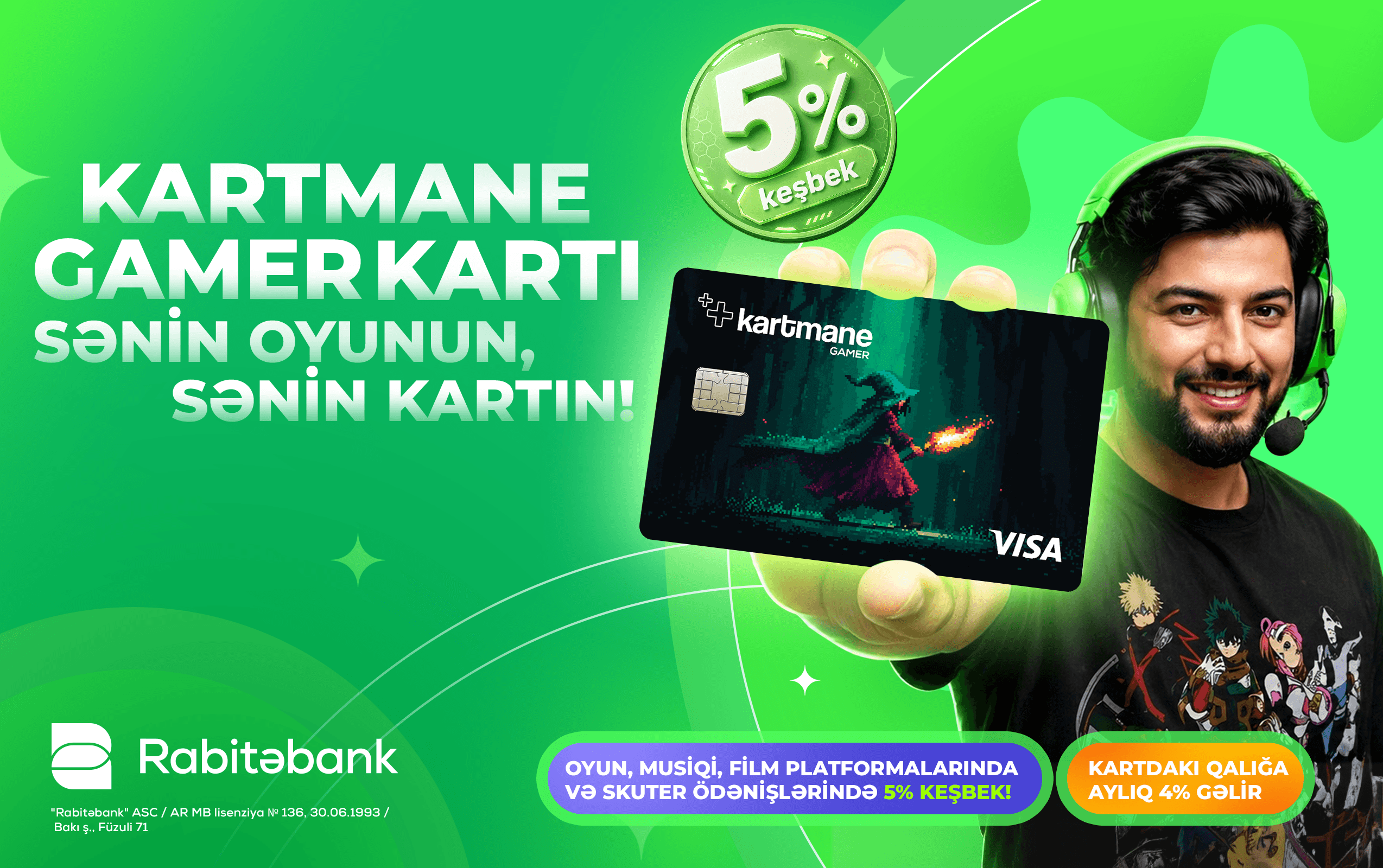OYUN VƏ ƏYLƏNCƏ DÜNYASINA İŞIQ SAÇAN YENİLİK RABİTƏBANK “GAMER”LƏR ÜÇÜN YENİ KART MƏHSULUNU TƏQDİM ETDİ - Şəkil 1