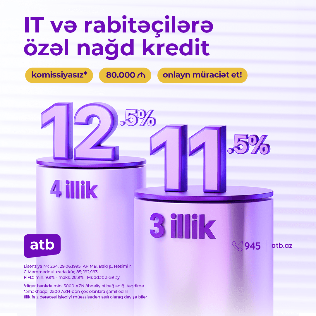 Azər Türk Bankdan rabitə və informasiya texnoloqiyaları işçiləri üçün istehlak kreditləri kampaniyası - Şəkil 1