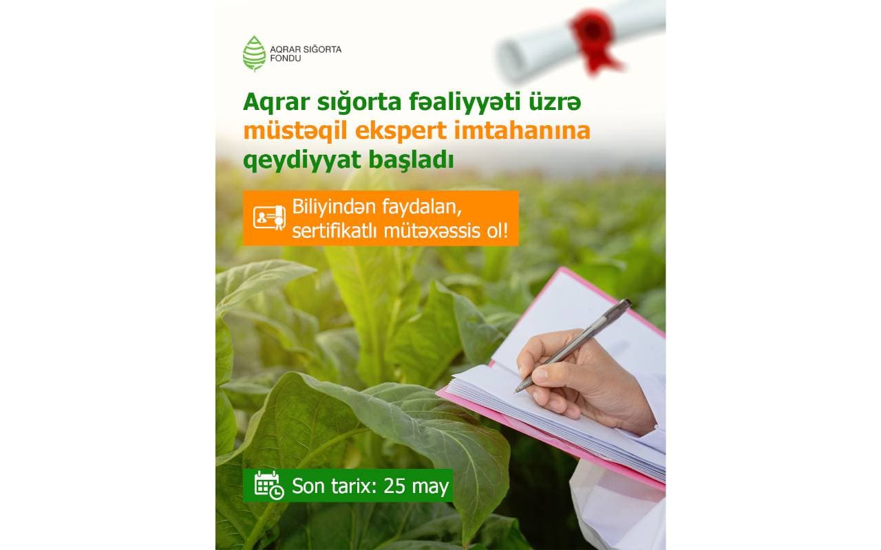 Aqrar Sığorta Fondu Müstəqil Ekspert Sertifikatı üzrə Yeni Təlimlərə Başlayır