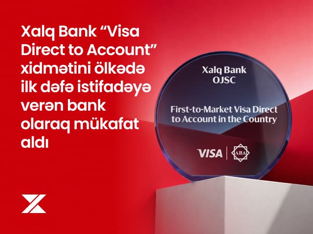 Xalq Bank “Visa Direct to Account” xidməti üzrə mükafata layiq görüldü - Şəkil 1