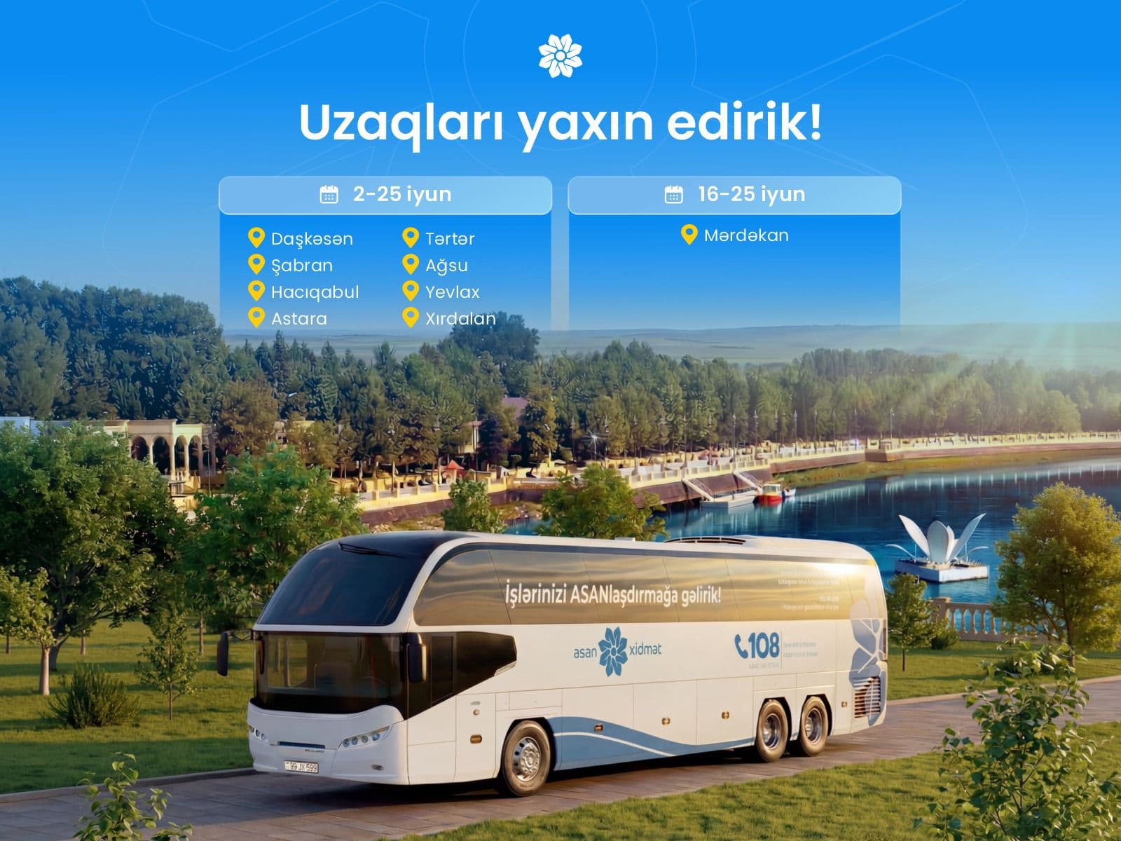 ASAN xidmət avtobusları 9 şəhər və qəsəbədə xidmət göstərəcək - Şəkil 1