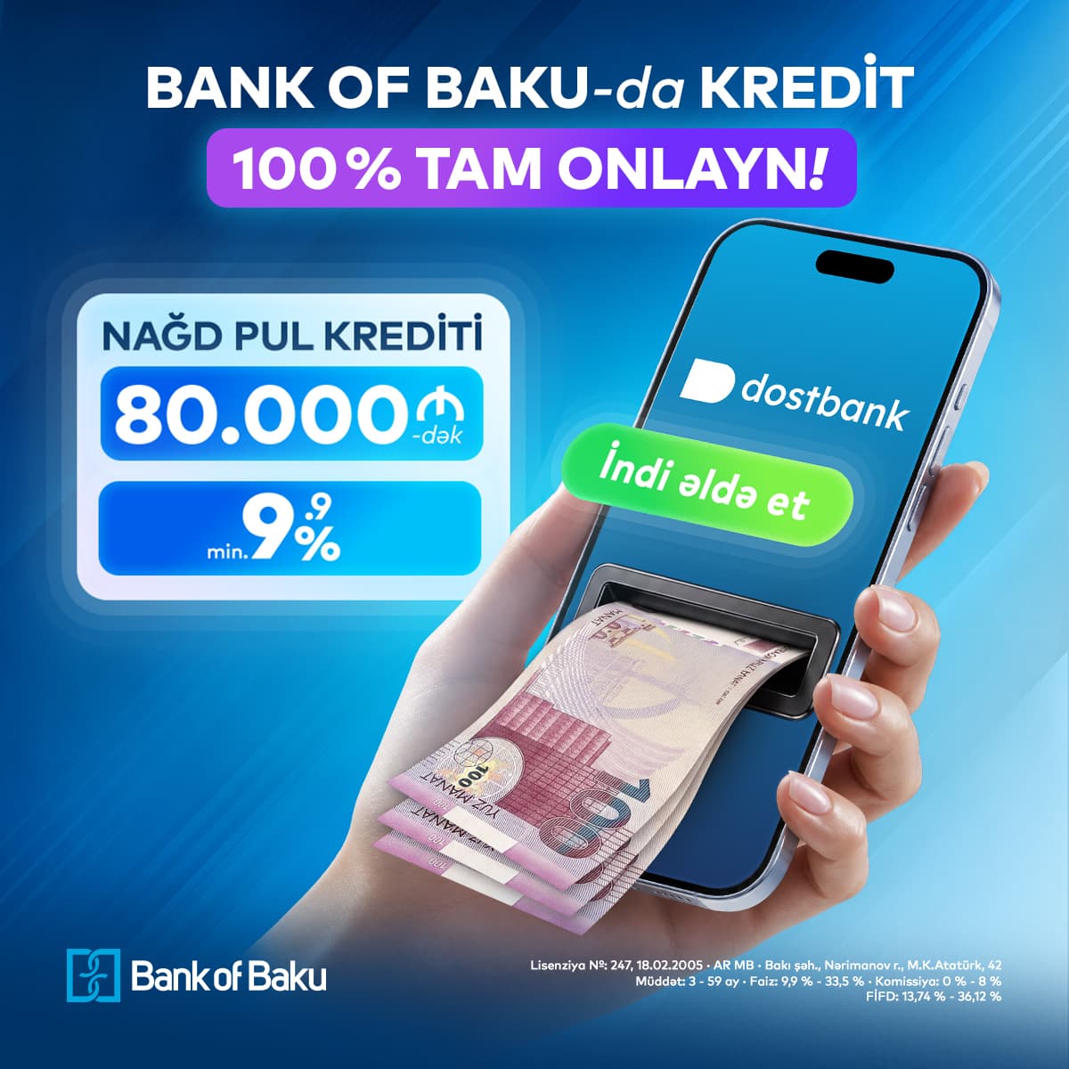 Bank of Baku-dan krediti 100% tam onlayn kredit əldə edin — 2