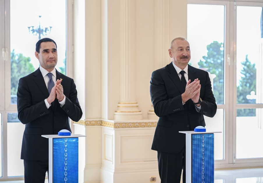 Azərbaycan və Türkmənistan liderləri “Dostlug” tankerinin onlayn təqdimatını izləyib — 3