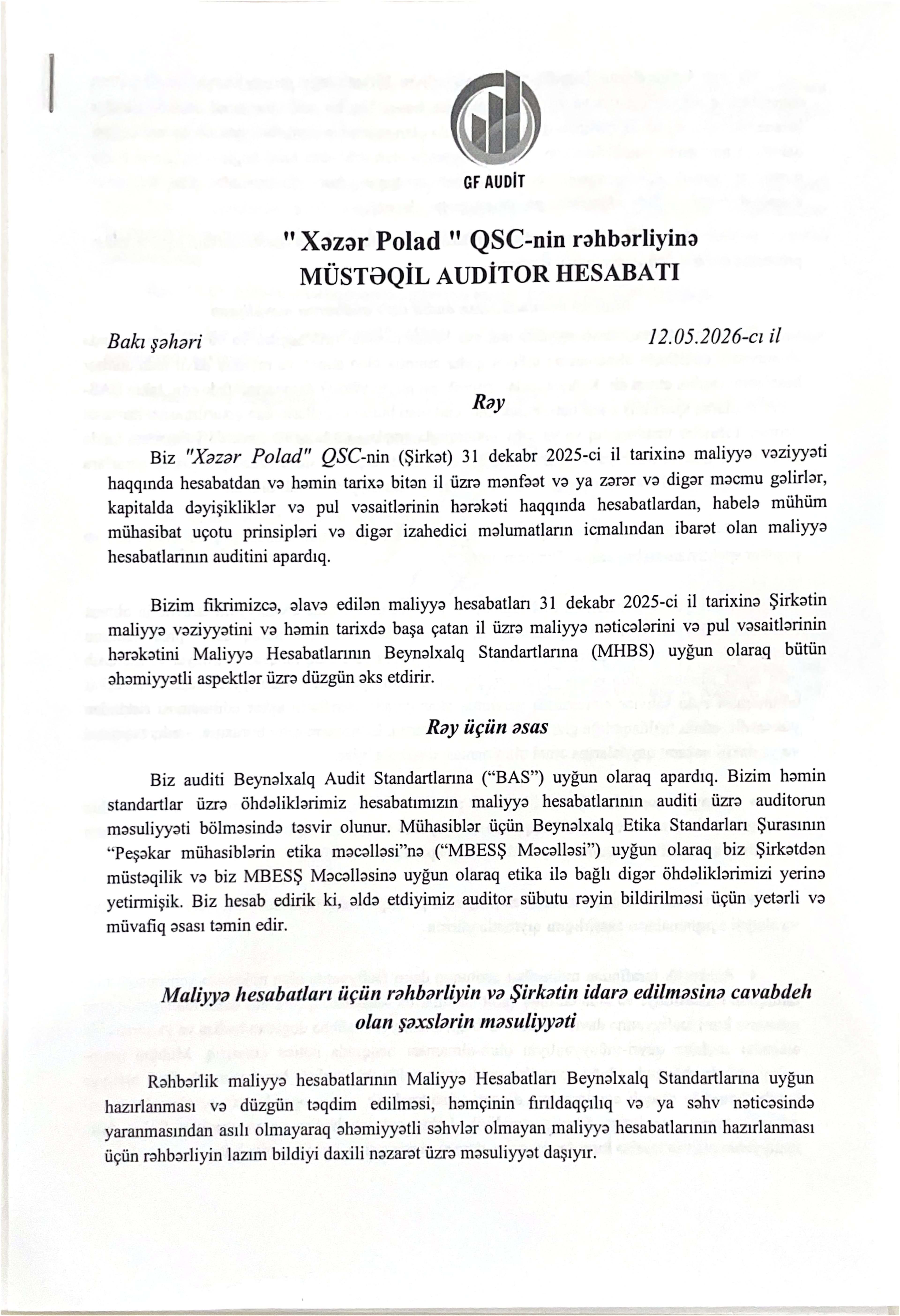 Audit hesabatı — 2