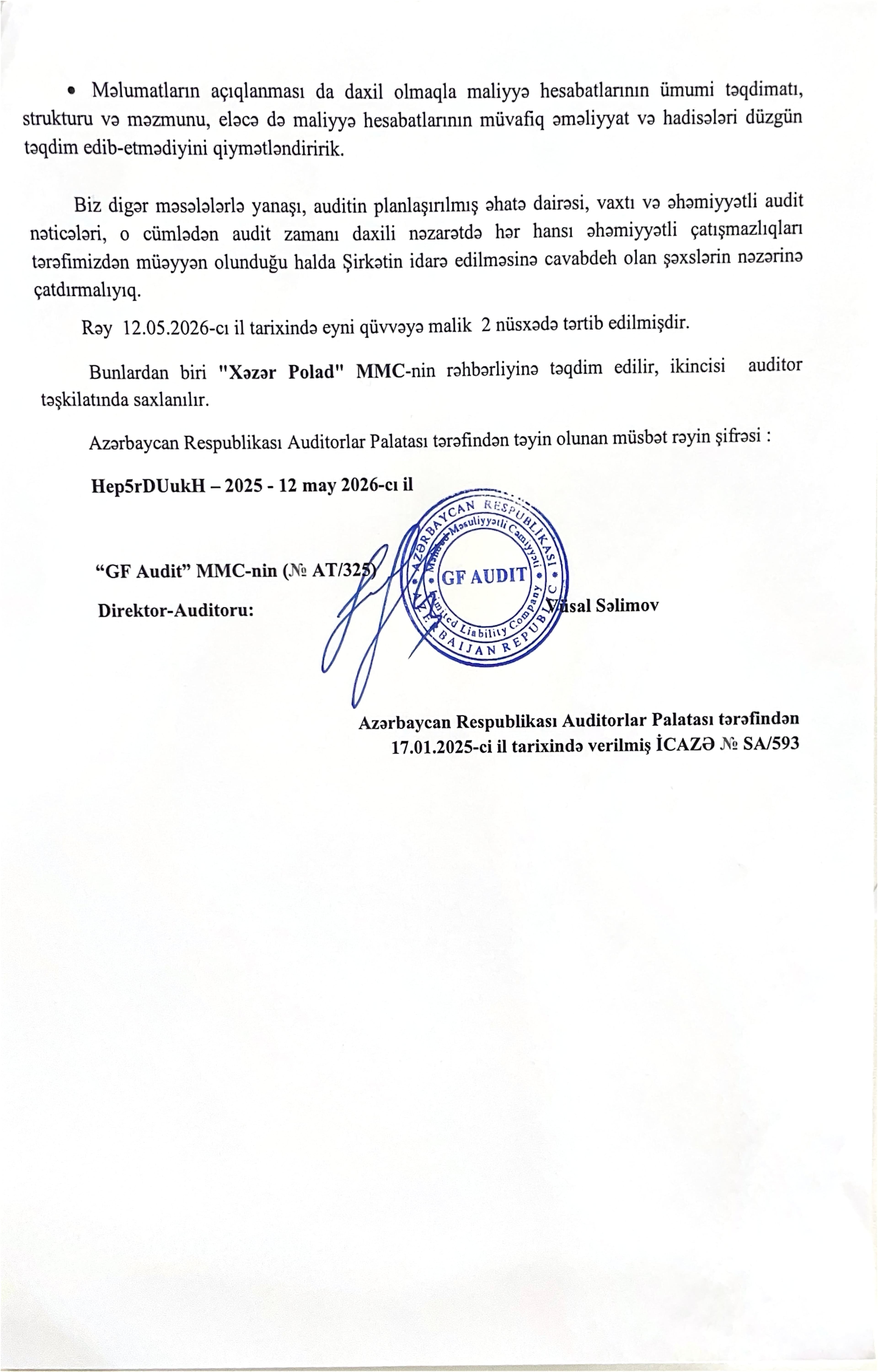 Audit hesabatı — 4