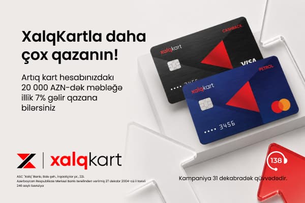 XalqKartda faiz hesablanan qalıq məbləği artırıldı