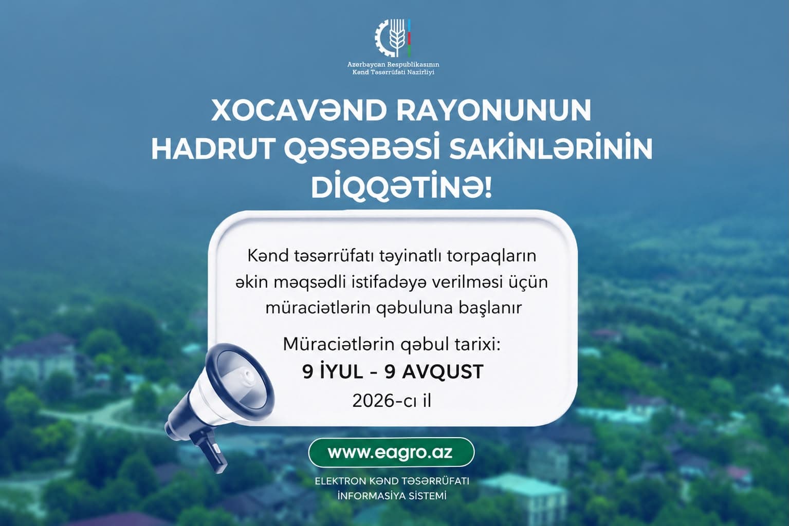 Hadrutda kənd təsərrüfatı torpaqlarının əkin üçün istifadəyə verilməsi üzrə müraciətlər başlayır — 2