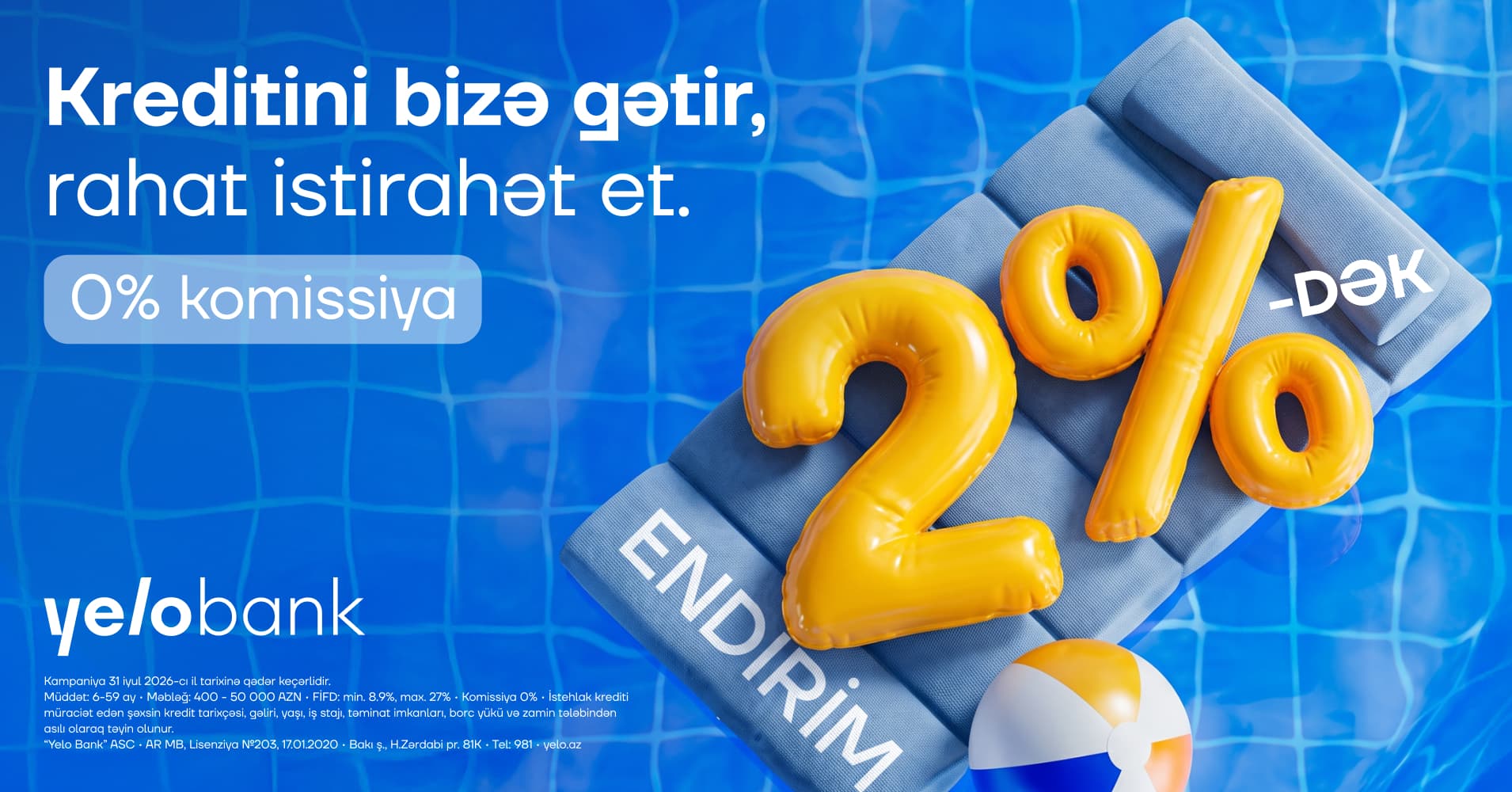 Kreditini Yelo-ya gətir, 2%-dək endirim qazan! — 2