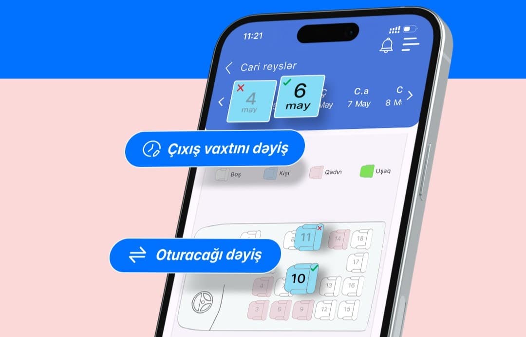 Elektron biletlərdə yerdəyişmə və vaxt dəyişmə imkanı yaradılıb Elektron biletlərdə yerdəyişmə və vaxt dəyişmə imkanı yaradılıb
