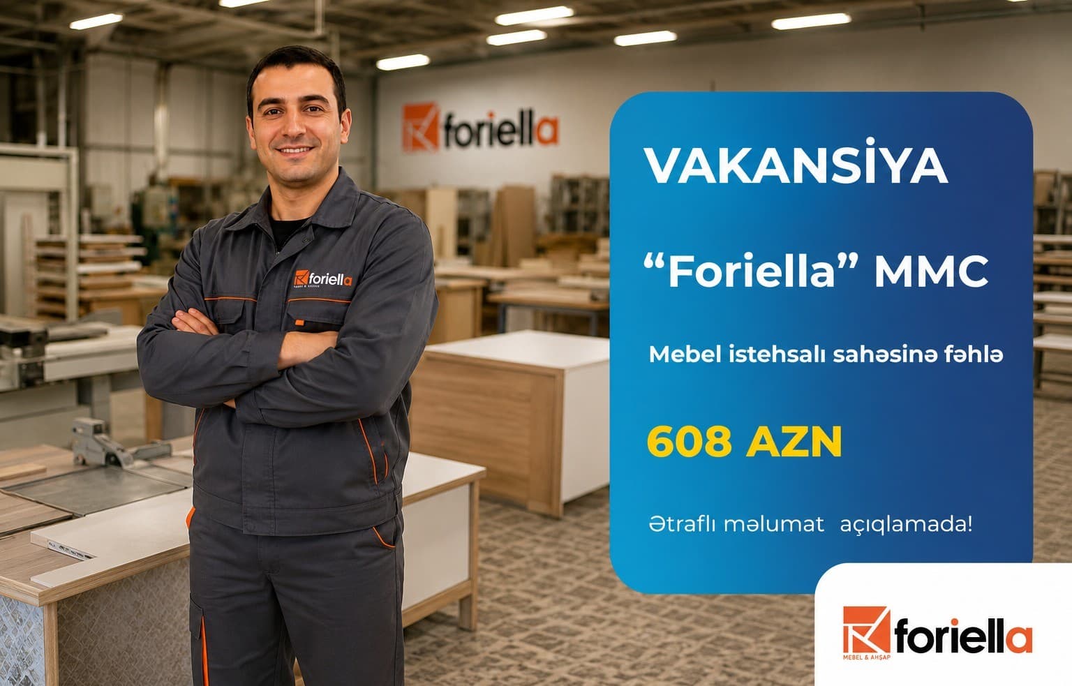 Mebel istehsalı sahəsinə fəhlə vakansiyası