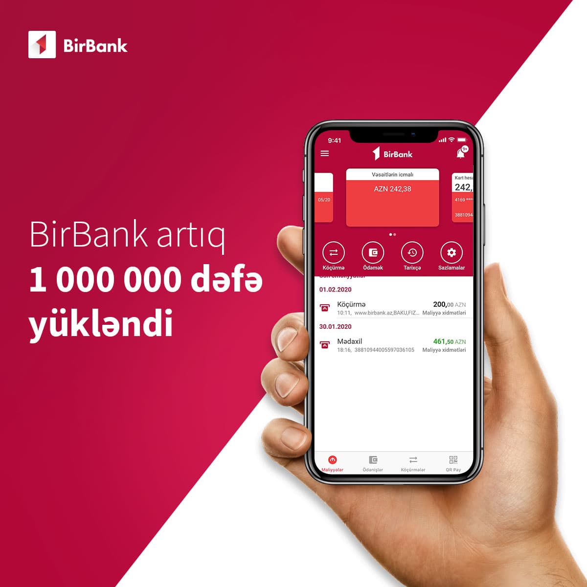BirBank istifadəçilərinin sayı bir milyonu keçdi