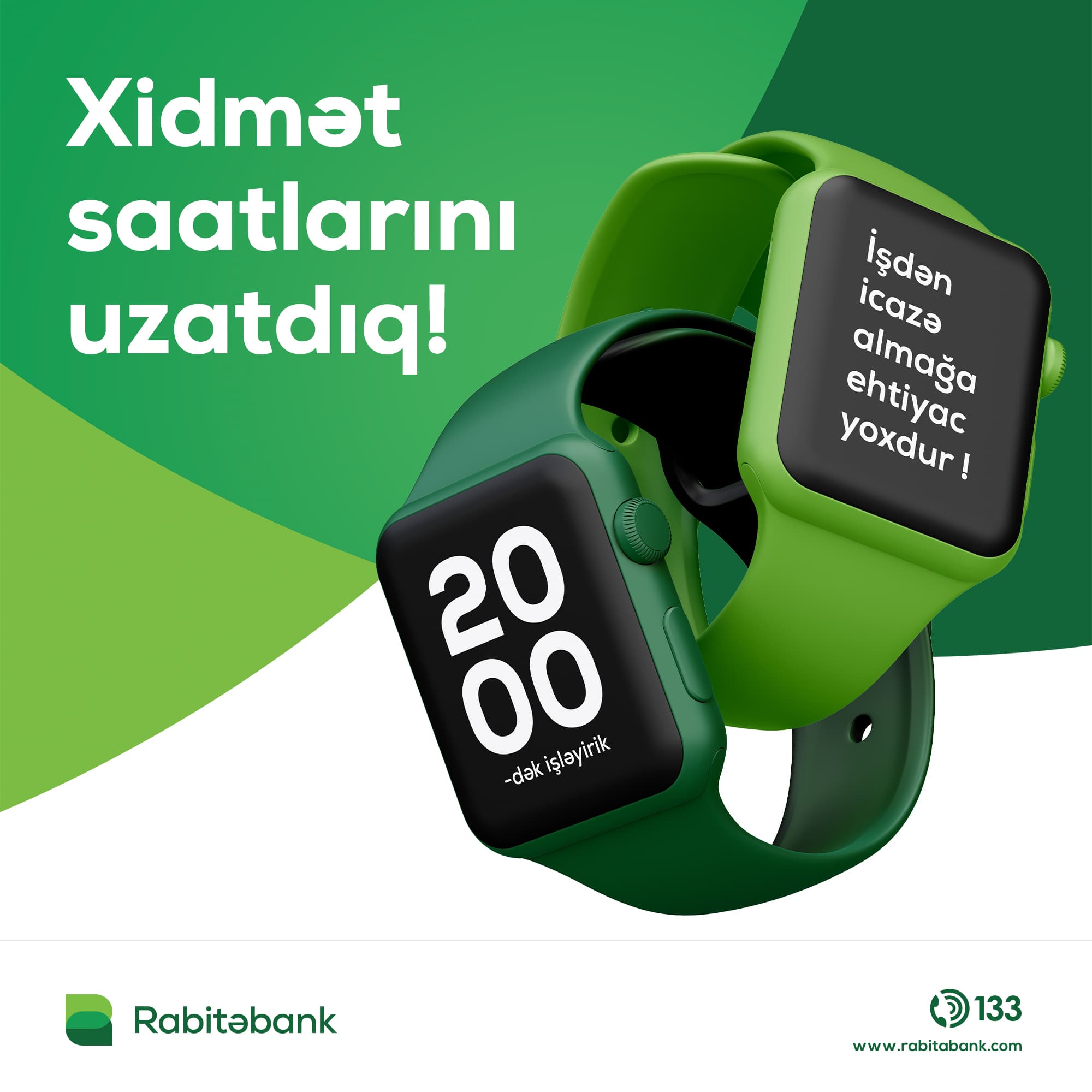 Rabitəbankın paytaxt və region filiallarının iş saatları uzaldı!