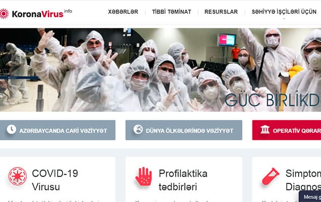 Azərbaycanda koronavirusla bağlı sayt istifadəyə verildi