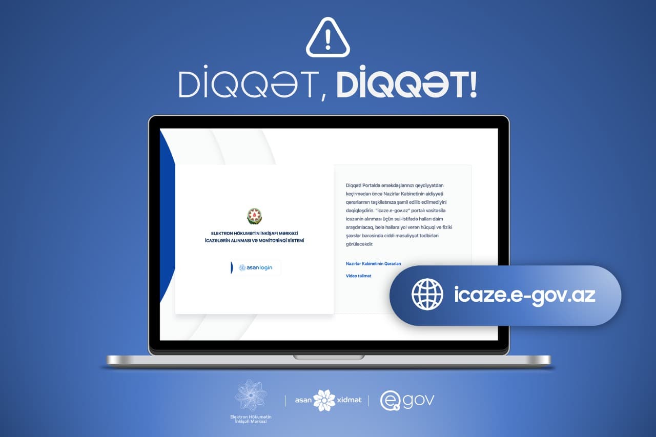 Dövlət Agentliyindən icaze.e-gov.az portalı ilə bağlı xəbərdarlıq