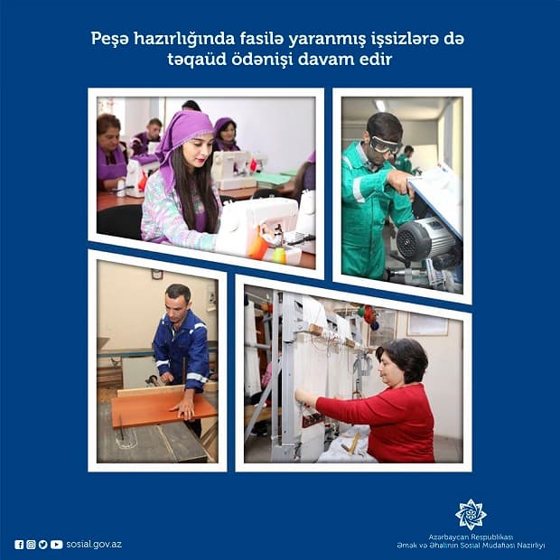 Peşə hazırlığında fasilə yaranmış işsizlərə də  təqaüd ödənişi davam edir