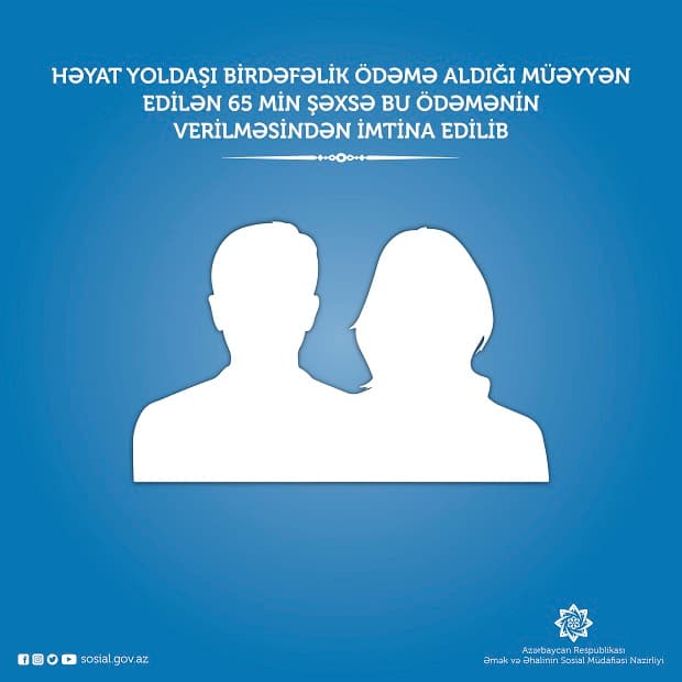 Daha 65 min şəxsə birdəfəlik ödəmənin verilməsindən imtina verildi