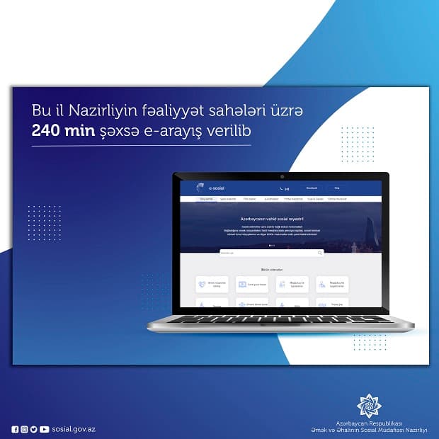 Bu il Nazirliyin fəaliyyət sahələri üzrə 240 min şəxsə e-arayış verilib