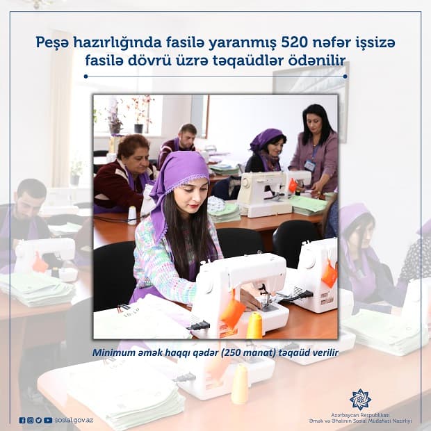 520 işsizə fasilə dövrü üzrə təqaüdlər ödənilib