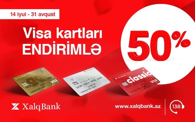 Xalq Bankdan VİSA kartları 50% endirimlə!