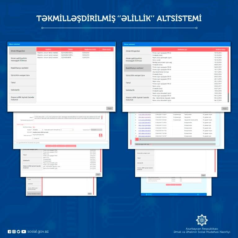 “Əlillik” altsistemində təkmilləşdirmələr aparılıb, bir sıra yeniliklər tətbiq edilib