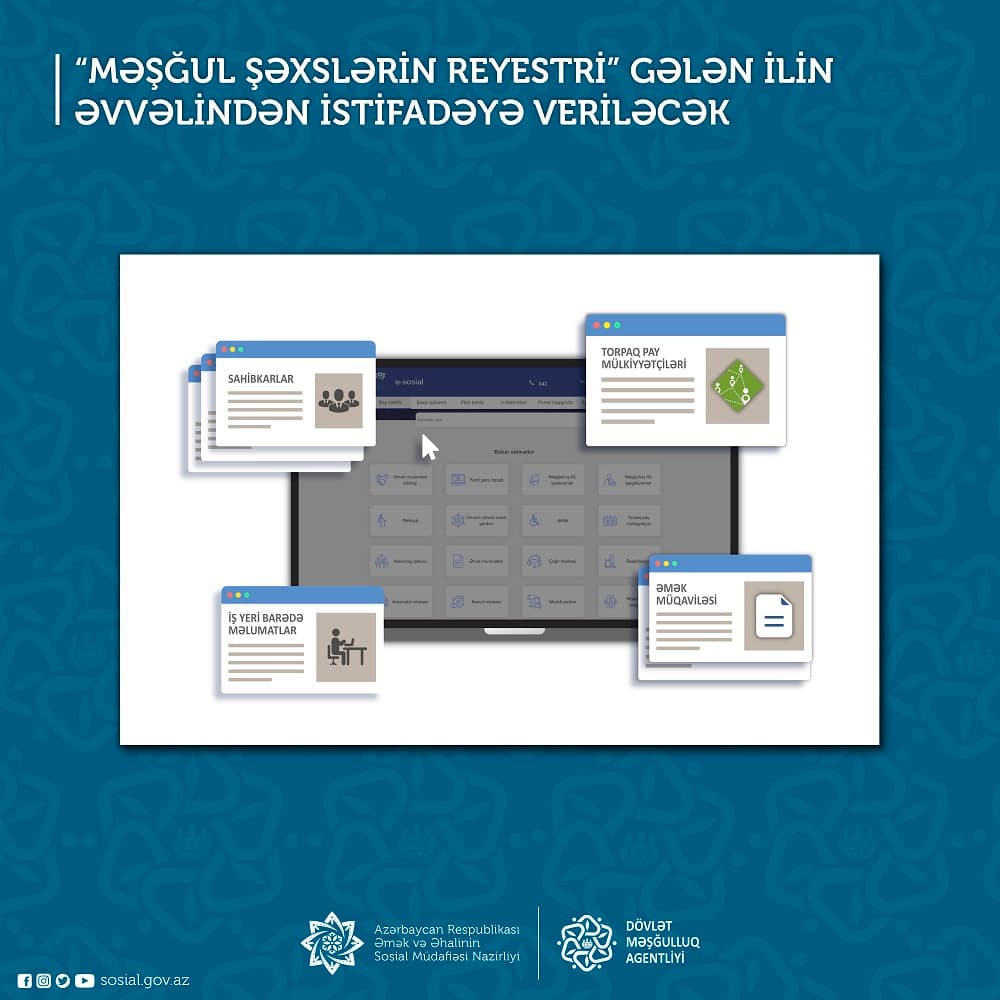 “Məşğul şəxslərin reyestri” gələn ilin  əvvəlindən istifadəyə veriləcək