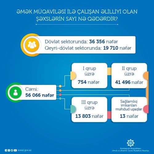 Əmək müqaviləsi ilə çalışan əlilliyi olan şəxslərin SAYI AÇIQLANDI