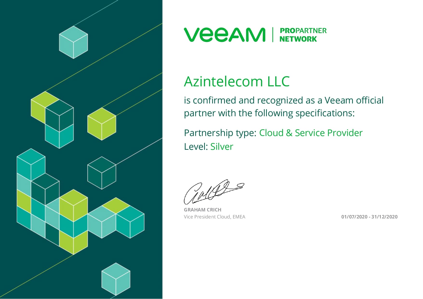 “AzInTelecom” “Veeam Software” şirkətinin Gümüş Tərəfdaşı  statusunu alıb