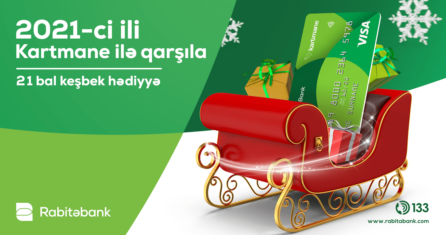 Rabitəbankdan qış bonusu - Kartmane əldə edən müştərilərə 21 bal keşbek!
