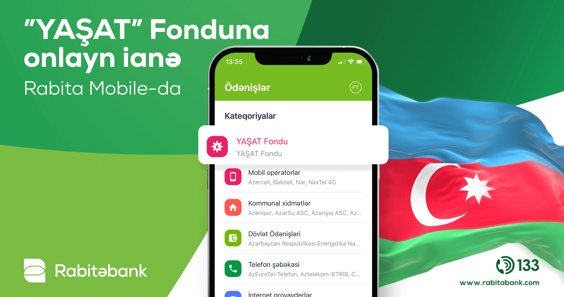 Rabitəbankın mobil tətbiqində “YAŞAT” fonduna dəstək funksiyası aktiv oldu