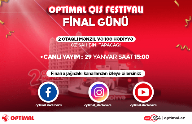 Optimalda 2 otaqlı mənzilin və 100 məişət texnikasının qalibi 29 yanvarda seçiləcəkdir