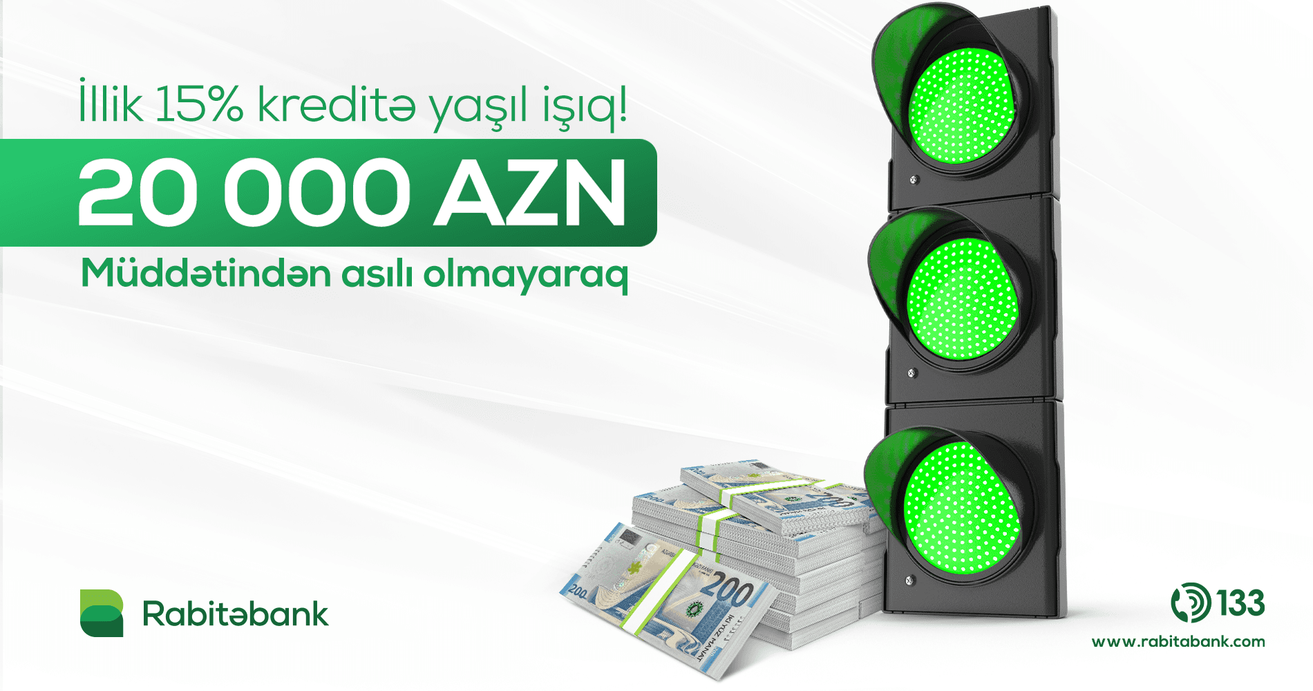 Rabitəbankda illik 15% ilə nağd pul kreditinə yaşıl işıq