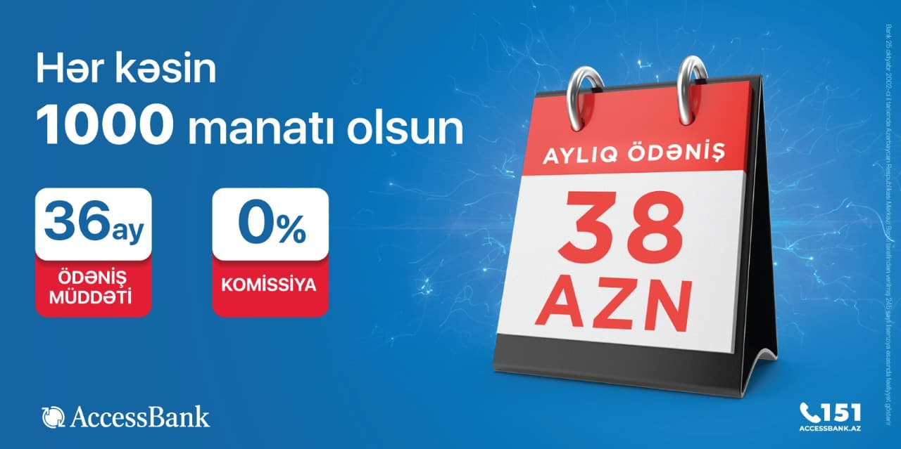 Aylıq 38 AZN-dən başlayan ödəniş