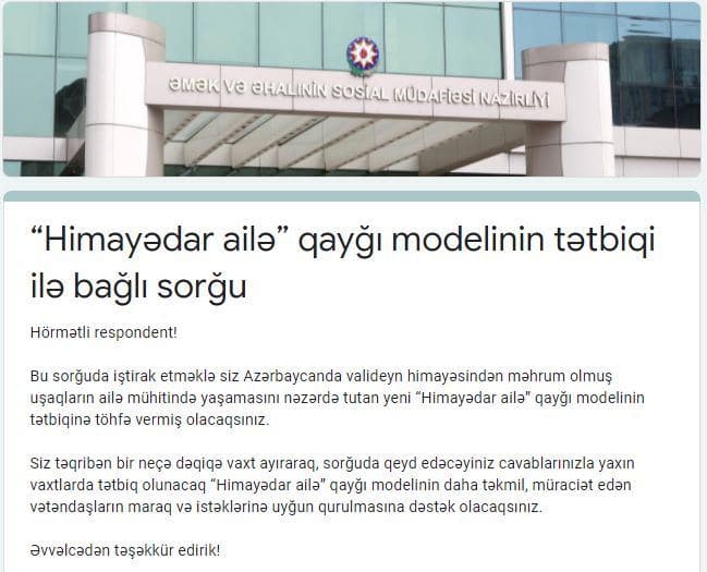Valideyn himayəsindən məhrum uşaqların ailələrə verilməsi üçün yeni layihə başlayır