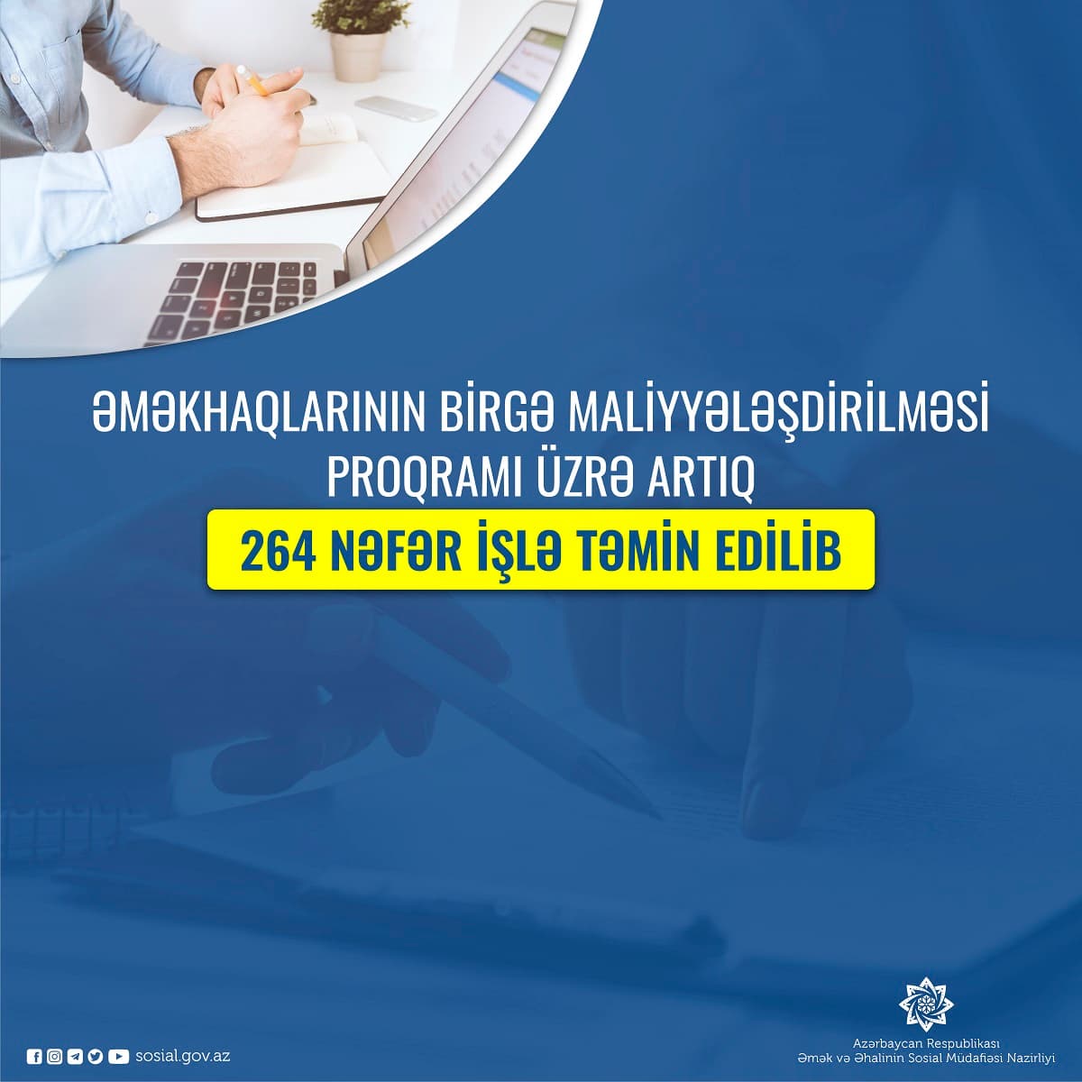 Əməkhaqlarının birgə maliyyələşdirilməsi proqramı üzrə artıq 264 nəfər işlə təmin edilib