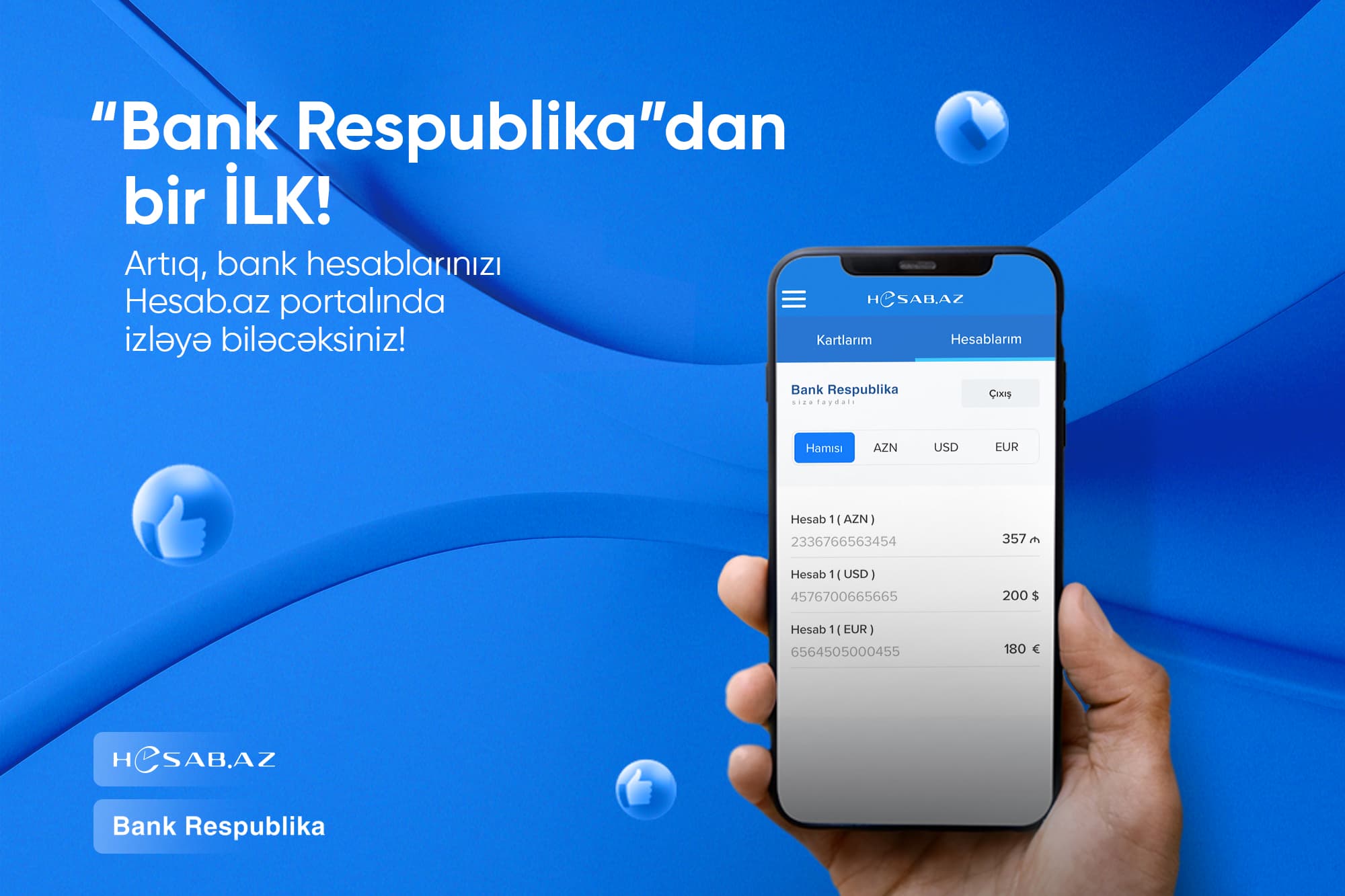Bank Respublika müştəriləri öz hesablarını Hesab.az portalında izləyə biləcək