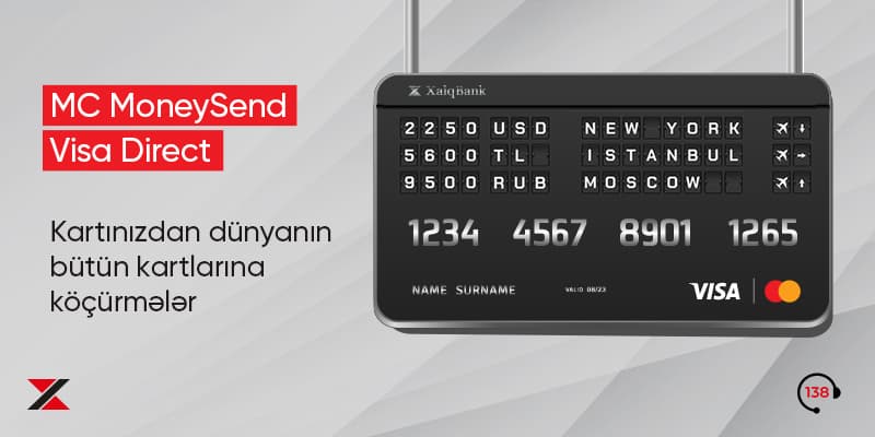Xalq Bankın kartlarından istənilən xarici bank kartına köçürmələr